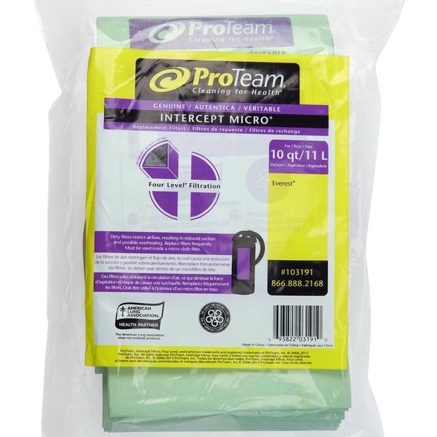 Paper Vacuum Bag for Proteam 10 Quarts (11 L) Everest - Pack of 10 Bags - # 103191