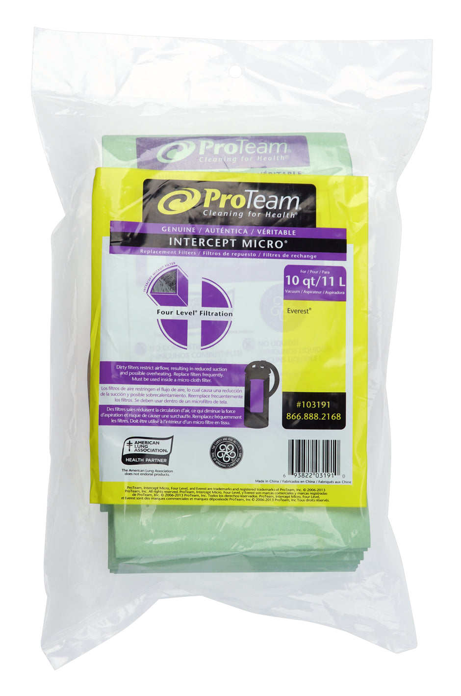 Paper Vacuum Bag for Proteam 10 Quarts (11 L) Everest - Pack of 10 Bags - # 103191
