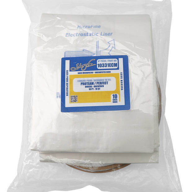 Microfilter Bag for Back Pack Vacuum Cleaner Proteam / Perfect - Pack of 10 Bags - Envirocare 180