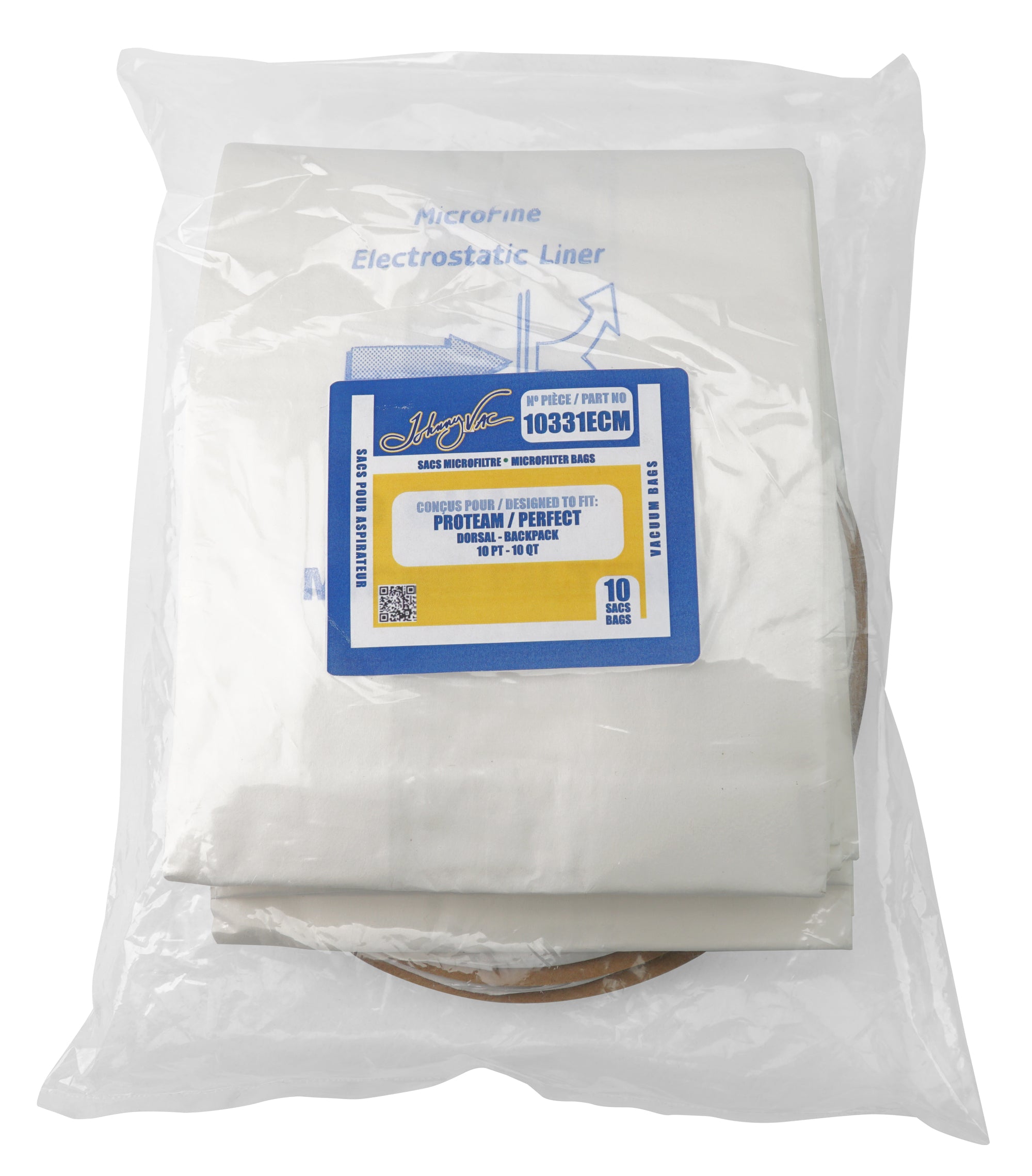 Microfilter Bag for Back Pack Vacuum Cleaner Proteam / Perfect - Pack of 10 Bags - Envirocare 180