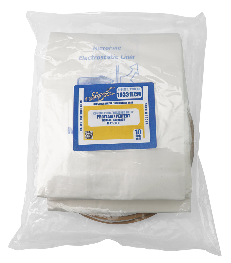 Microfilter Bag for Back Pack Vacuum Cleaner Proteam / Perfect - Pack of 10 Bags - Envirocare 180