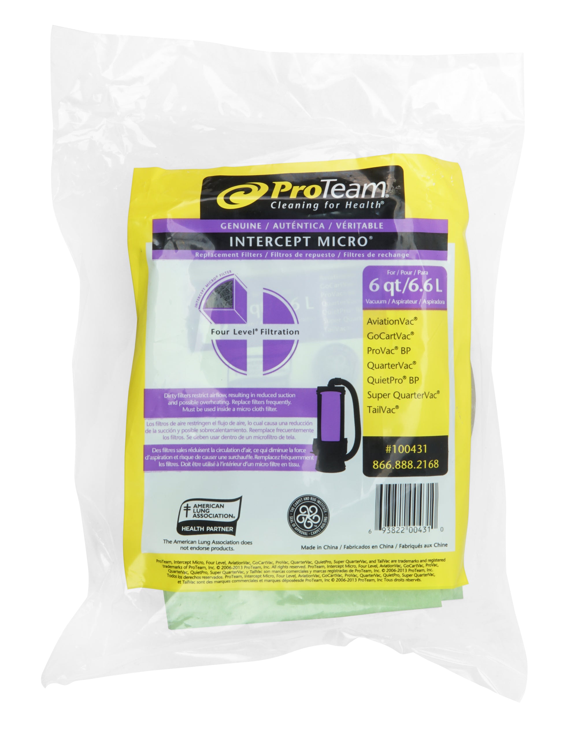 6.6 L Paper Bags for Proteam Vacuum - Pack of 10 Bags - #100431