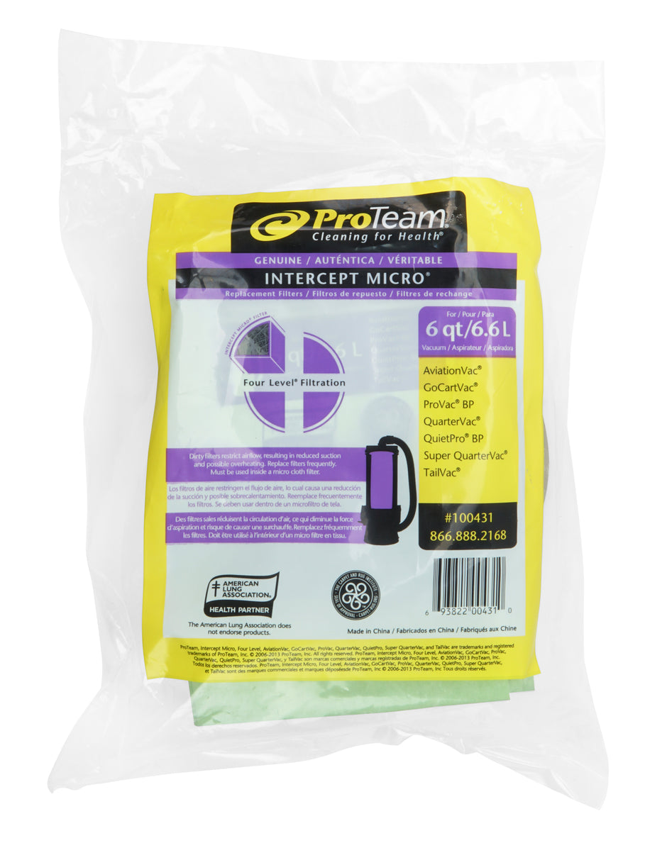 6.6 L Paper Bags for Proteam Vacuum - Pack of 10 Bags - #100431