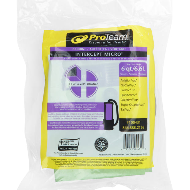 6.6 L Paper Bags for Proteam Vacuum - Pack of 10 Bags - #100431