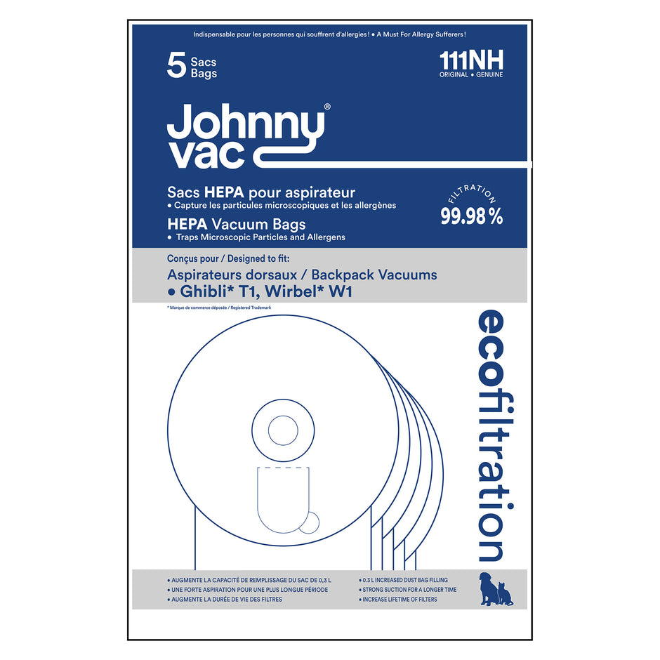 Round Microfilter HEPA Vacuum Bag for Ghibli Vacuum T1 and Wirbel W1 - Pack of 5 Bags