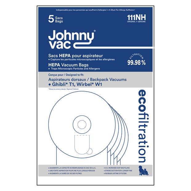 Round Microfilter HEPA Vacuum Bag for Ghibli Vacuum T1 and Wirbel W1 - Pack of 5 Bags