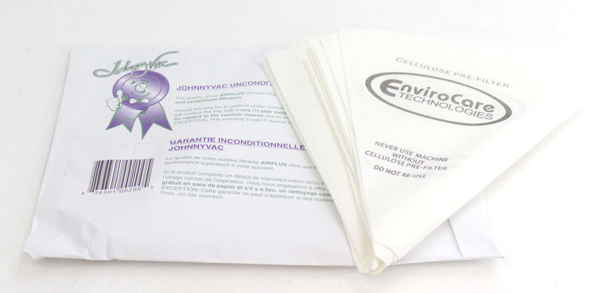Cone Shape Paper Bag for Filter Queen Vacuum - Pack of 12 Bags + 2 Motor Filters - Envirocare 200JV