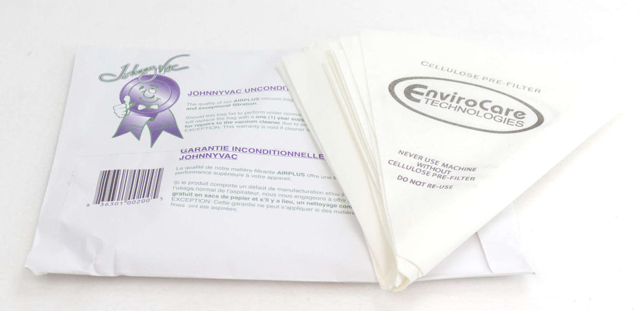 Cone Shape Paper Bag for Filter Queen Vacuum - Pack of 12 Bags + 2 Motor Filters - Envirocare 200JV
