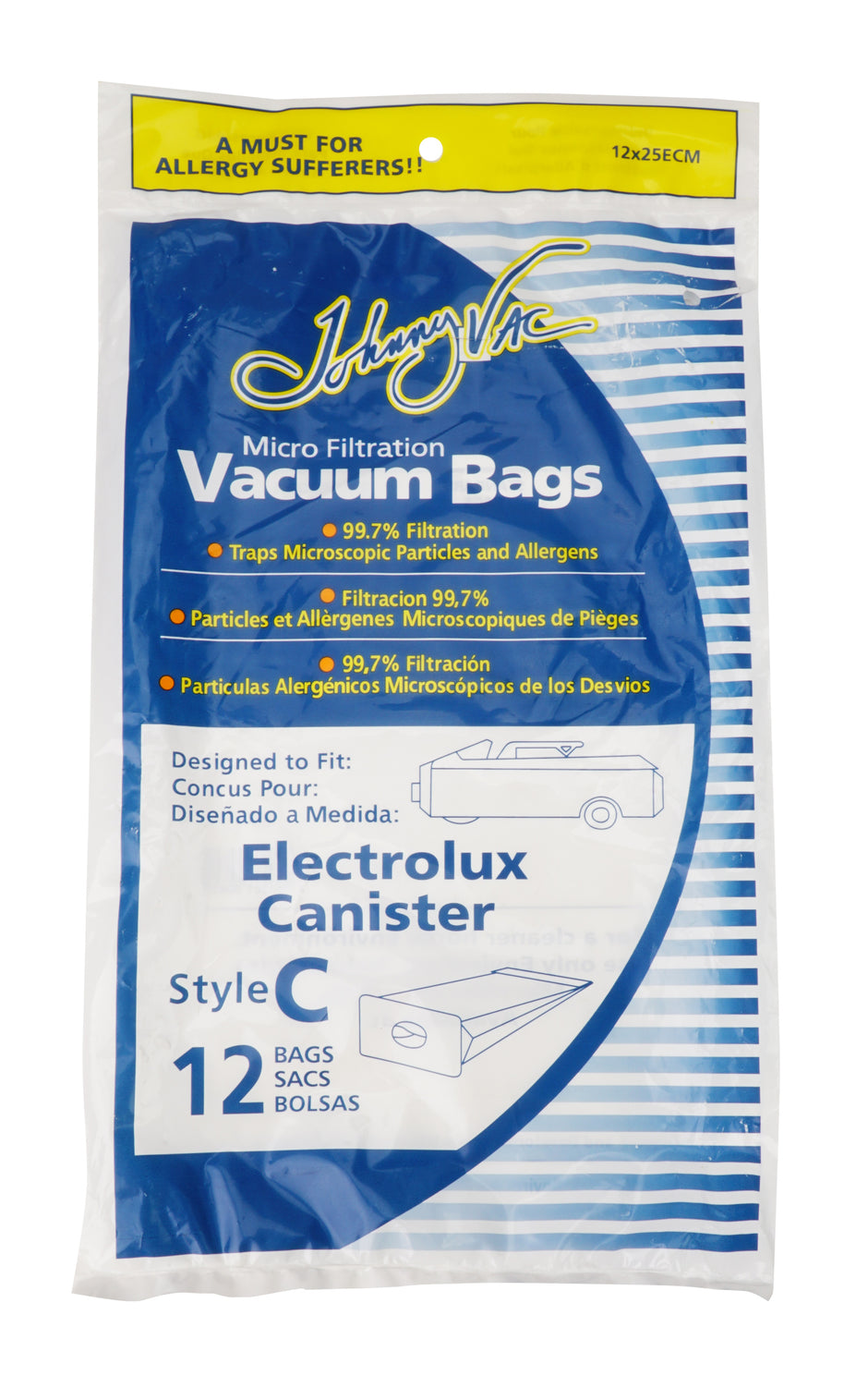 Paper Bag for Electrolux Canister Vacuum Style C - Pack of 12 Bags - Envirocare 805