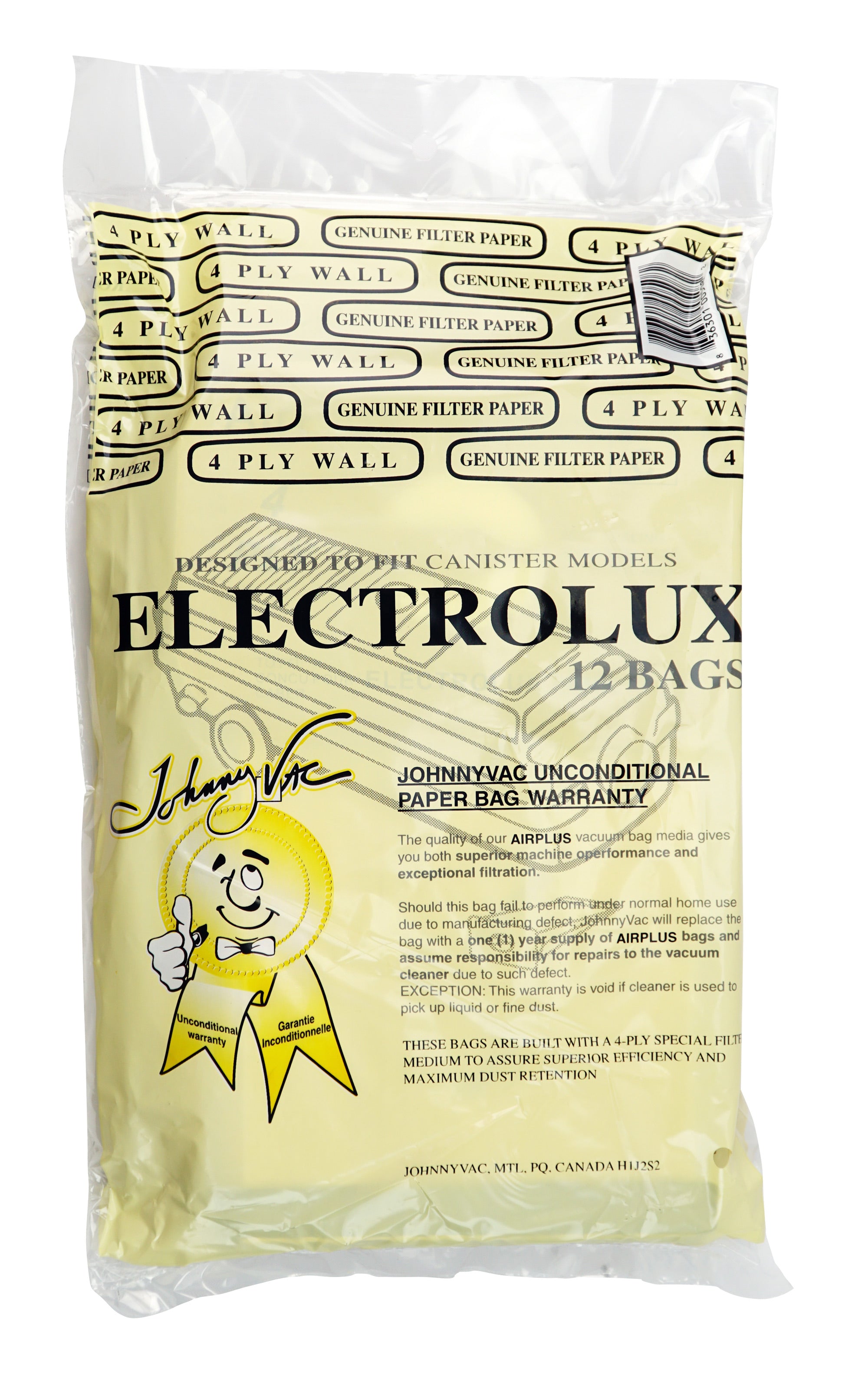 Paper Bag for Electrolux Canister Vacuum - Style C AirPlus - Pack of 12 Bags