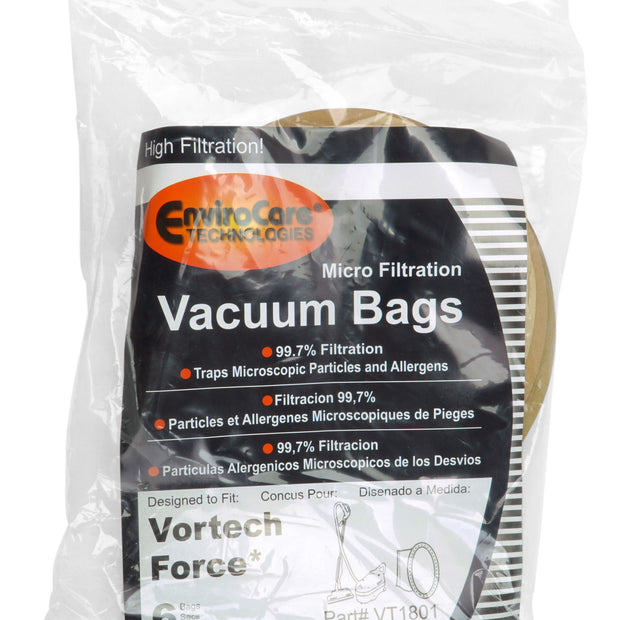 Paper Bag for Vortech Force Vacuum - Pack of 6 Bags - VT1801