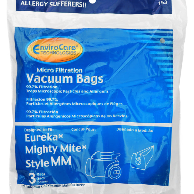 Microfilter Bag for Eureka, Mighty Mite and Style MM Vacuum - Pack of 3 Bags - Envirocare 153