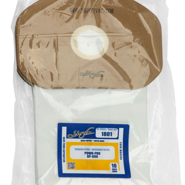 Paper Bag for Powr-Pro BP-600 Vacuum -SC412 -  Pack of 10 Bags