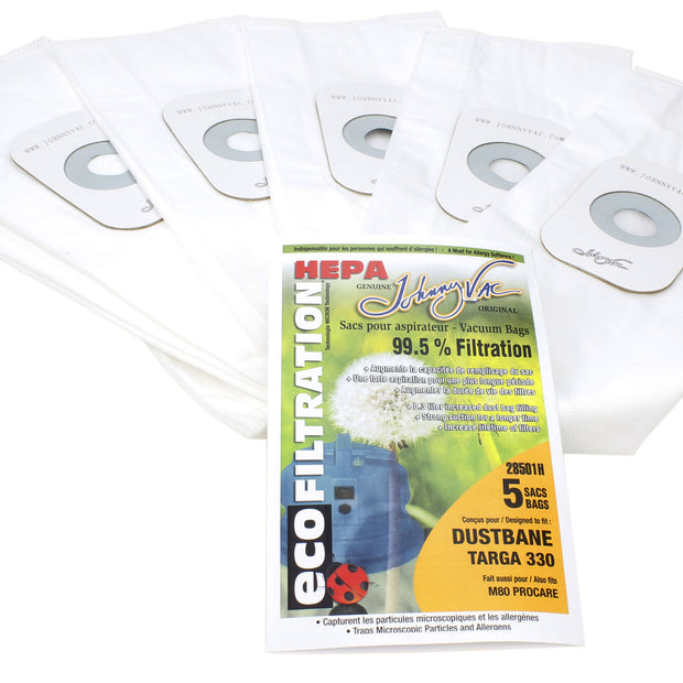 HEPA Microfilter Bag for Dustbane Targa 330 Vacuum and M80 Procare - Pack of 5 Bags