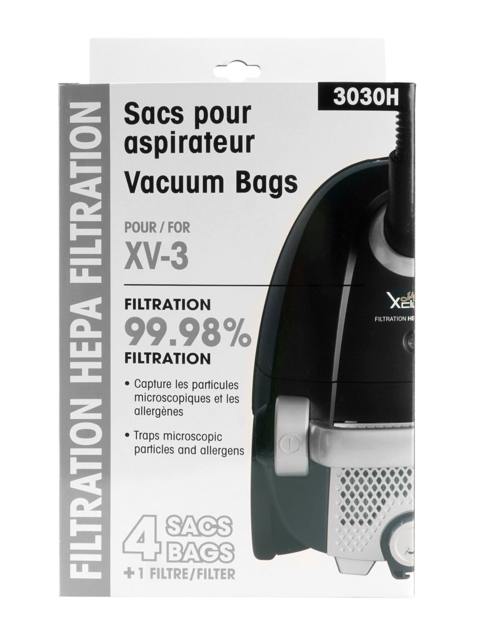 HEPA Microfilter Bag for Johnny Vac XV-3 Canister Vacuum - Pack of 4 Bags + 1 Filter