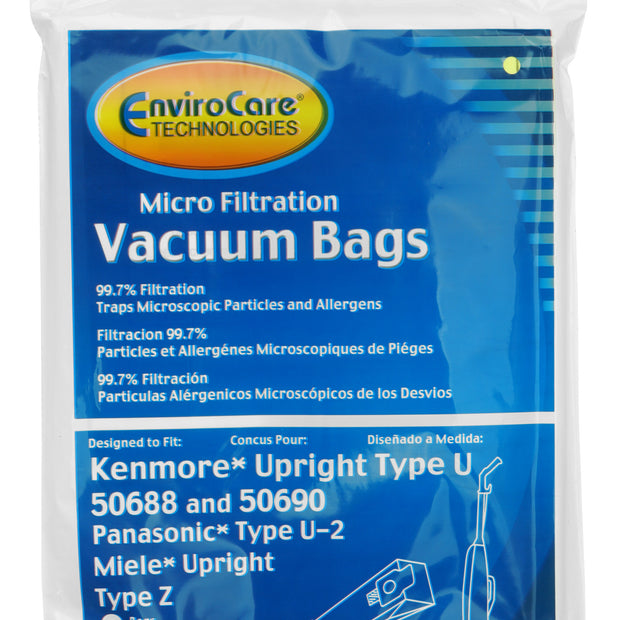 Microfilter Bag for Kenmore 5068 Type U Upright Vacuum - Pack of 3 Bags - Envirocare 159