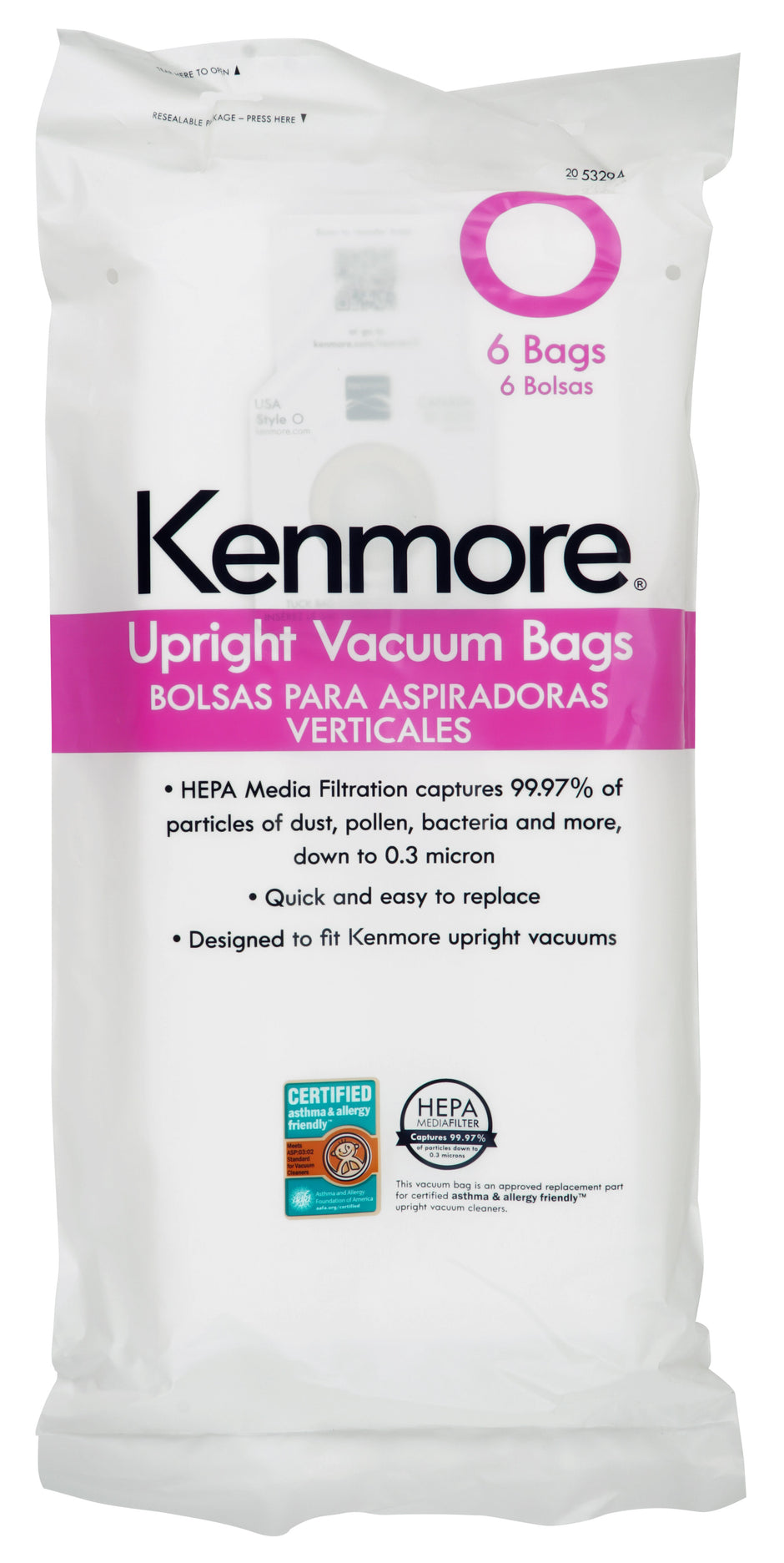 Kenmore HEPA Vacuum Bag for Upright Vacuums Type O