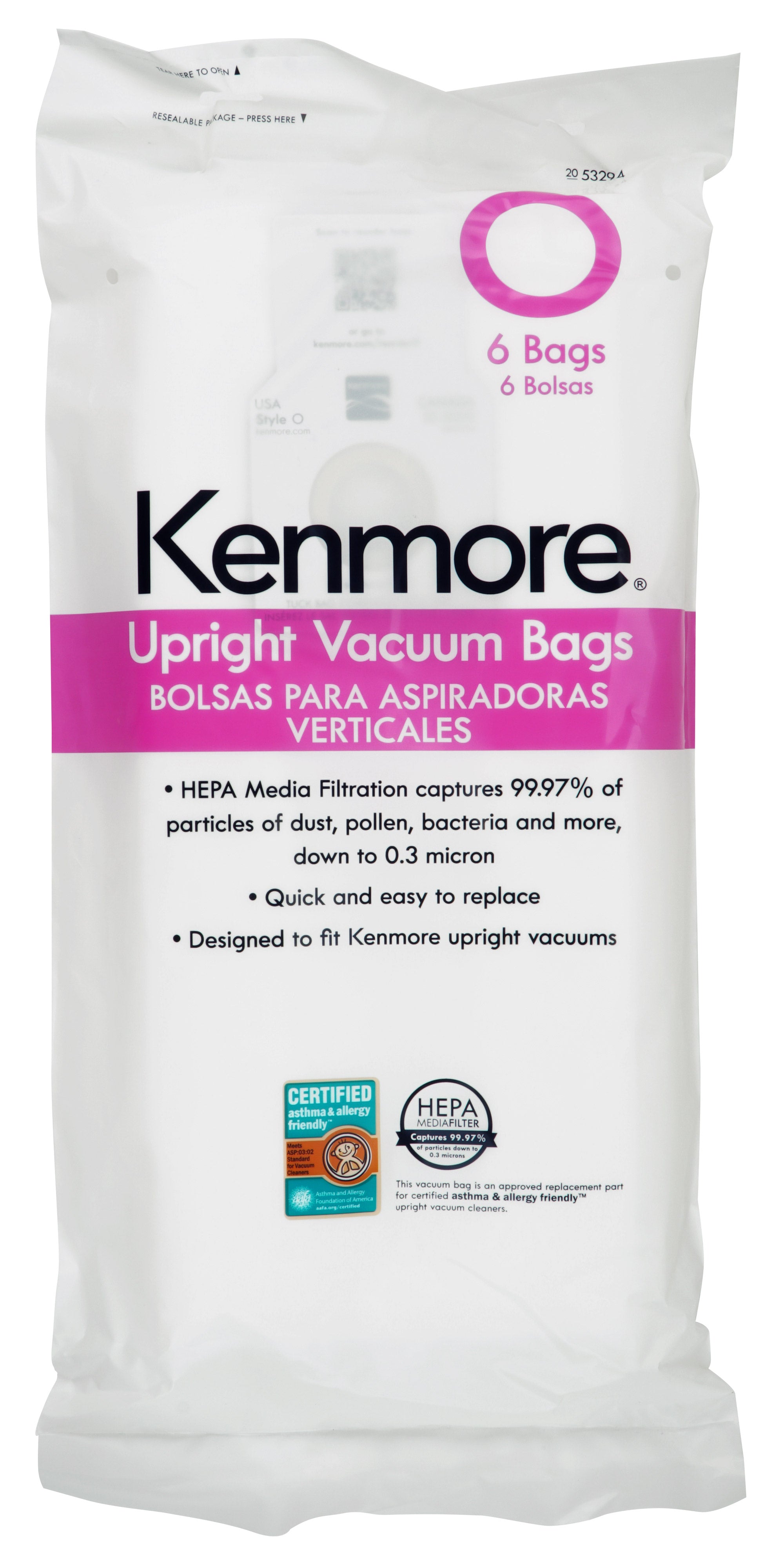 Kenmore HEPA Vacuum Bag for Upright Vacuums Type O