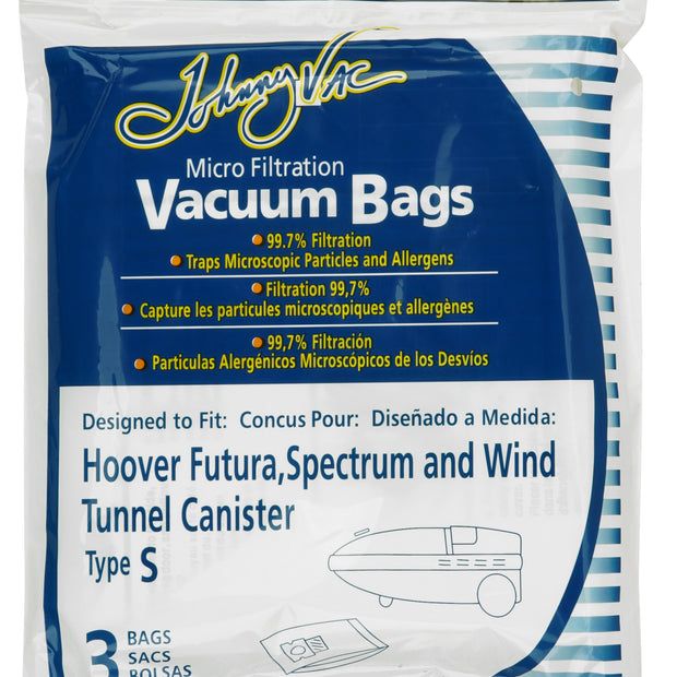 Microfilter Bag for Hoover Type S Vacuum - Pack of 3 Bags - Envirocare 109