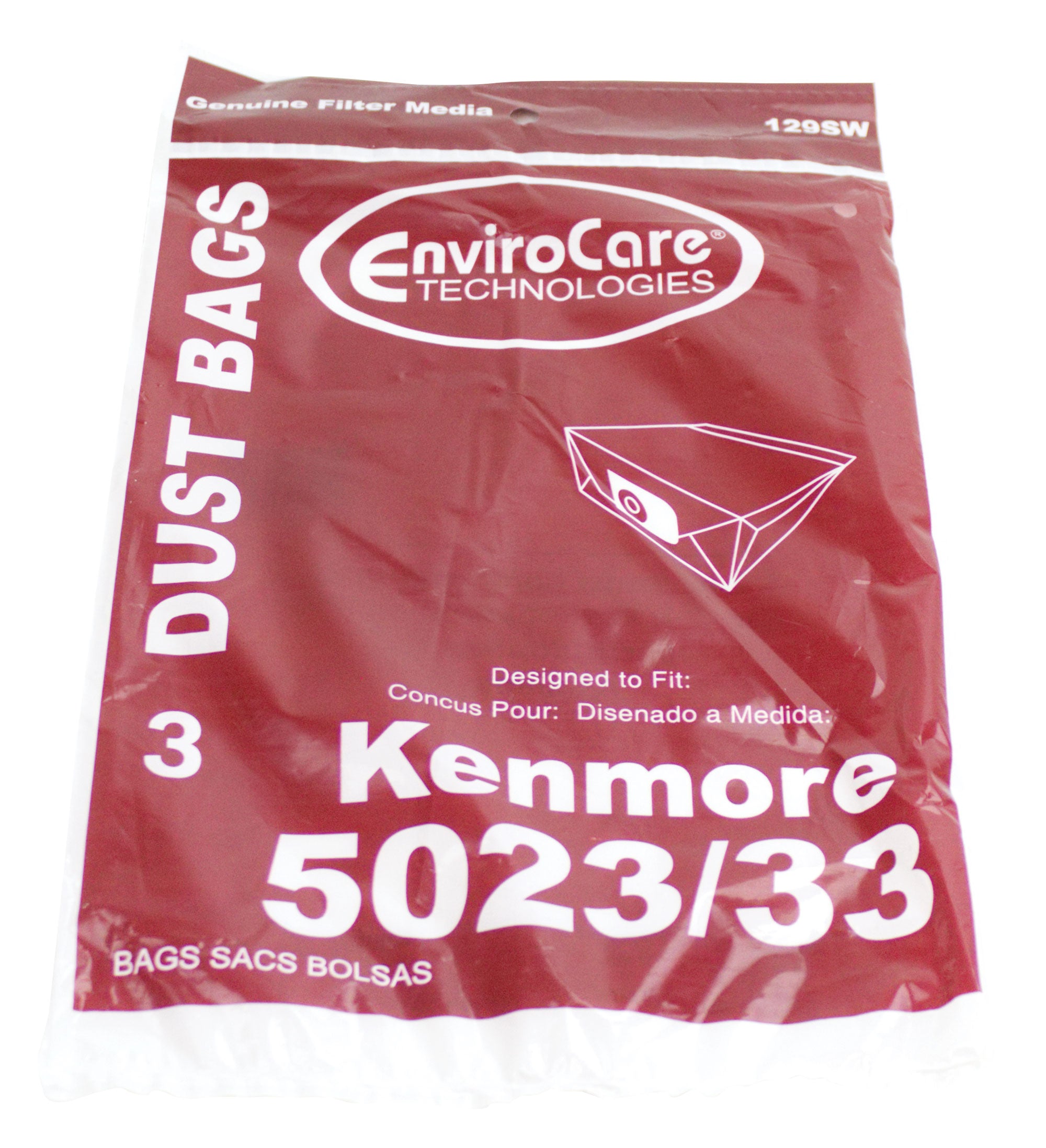 Paper Bag for Kenmore 5023/5033 Vacuum - Pack of 3 Bags - Envirocare 129SW