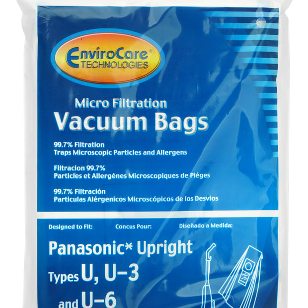 Microfilter Bag for Panasonic Type U, U-3 et U-6 Vacuum - Pack of 3 Bags - Envirocare 816