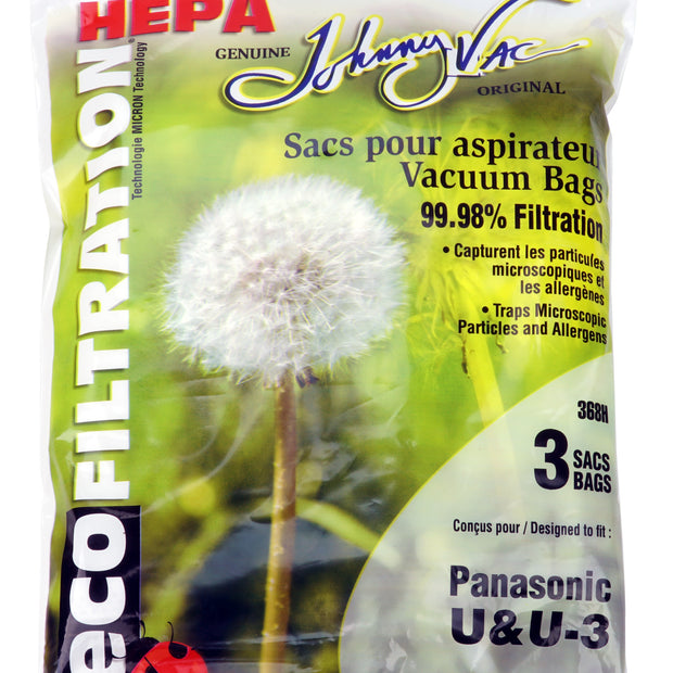 HEPA Microfilter Bag for Panasonic Type U and U-3 Vacuum - Pack of 3 Bags - Envirocare A157JV