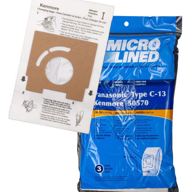 Paper Bag for Panasonic Type C-13 Vacuum - Pack of 3 Bags - MC3900