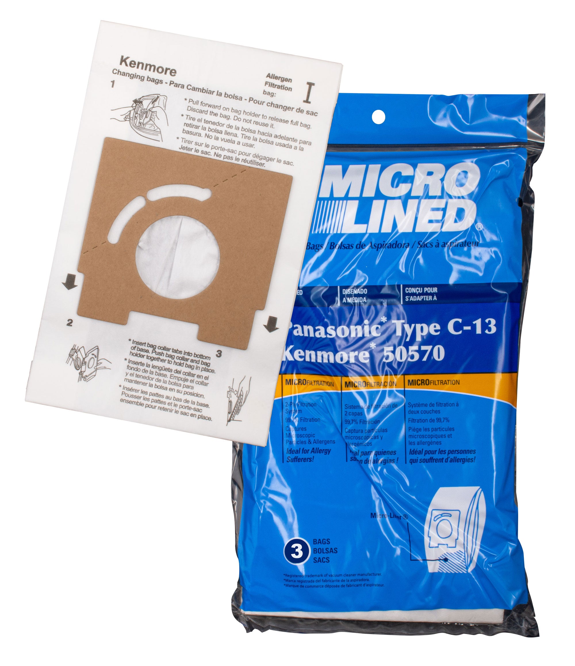Paper Bag for Panasonic Type C-13 Vacuum - Pack of 3 Bags - MC3900