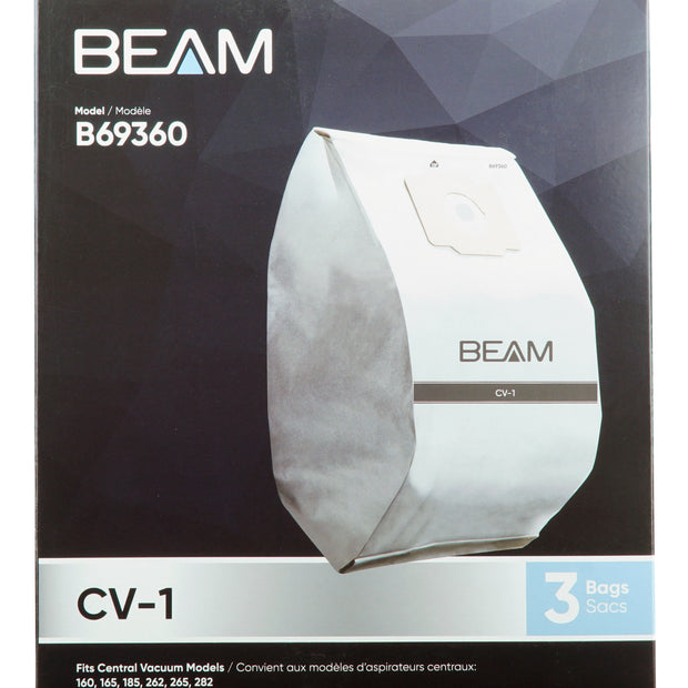 PAPER Microfilter Bags for Beam B69360 CV-1 Central Vacuum Cleaner - Pack of 3 Bags