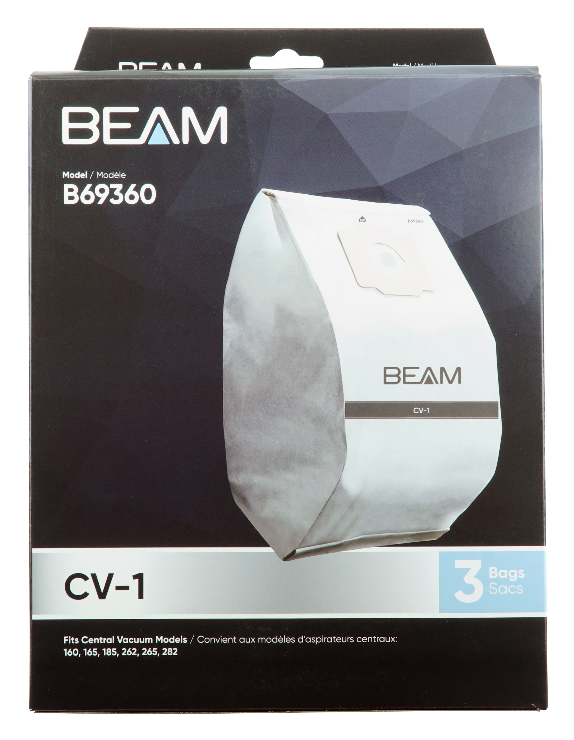 PAPER Microfilter Bags for Beam B69360 CV-1 Central Vacuum Cleaner - Pack of 3 Bags