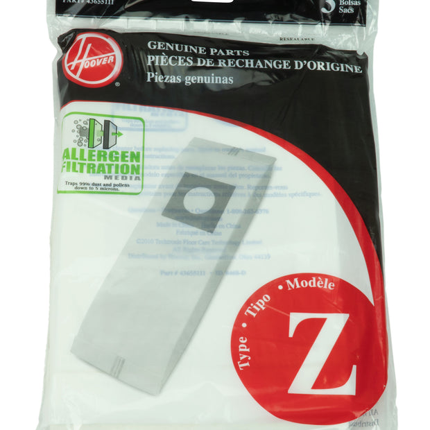 Microfilter Bag for Hoover Type Z Vacuum - Pack of 3 Bags - 43655111