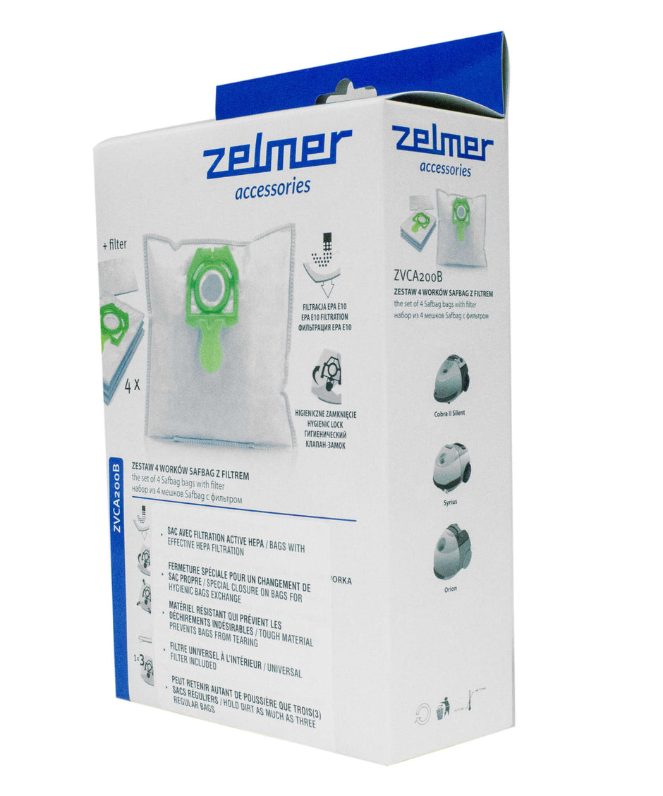 Hepa Bag for  Zelmer VC1500 and VC2500 Canister Vacuum - Pack of 4 Bags + 1 Filter