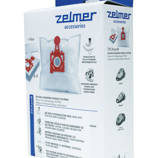 Hepa Bag for Canister Zelmer Vacuum VC3000, VC4000 et VC5000 - Pack of 4 Bags + 1 Filter