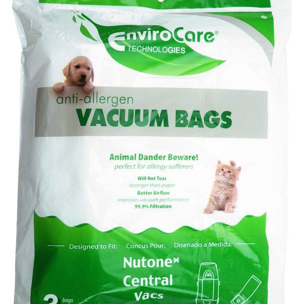 Anti-allergenic Bags for Central Vacuum Cleaners - 99.9% Filtration - Pack of 3 Bags
