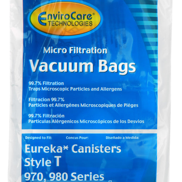 Microfilter Bag for Eureka Type T 970, 980 Series Canister Vacuum - Pack of 3 Bags - Envirocare 133