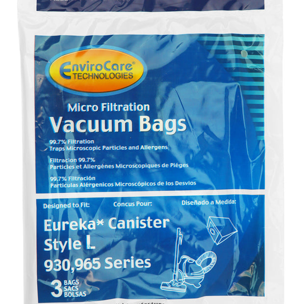 Microfilter Bag for Eureka Type L 930, 965 Series Canister Vacuum - Pack of 3 Bags - Envirocare 313