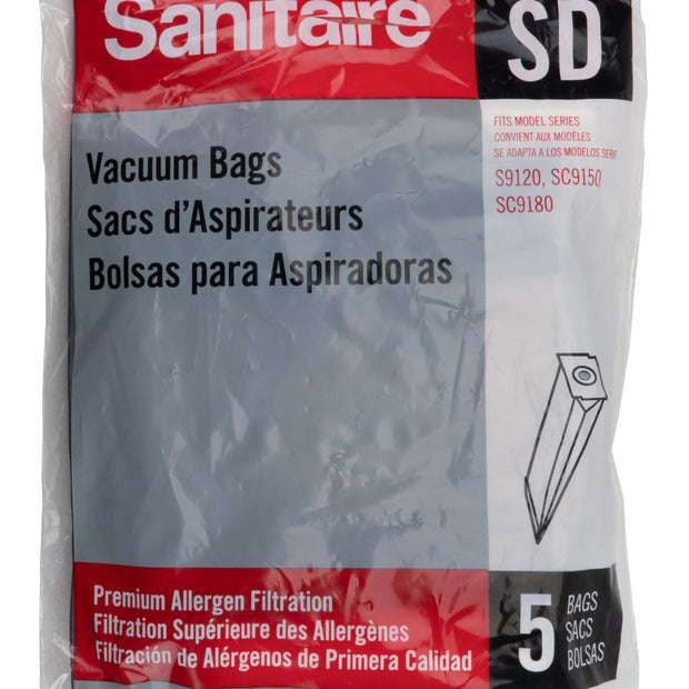 Paper Bag for Sanitaire Type SD Models S9120, SC9150 and SC9180 Vacuum - Pack of 5 Bags - 63262-B