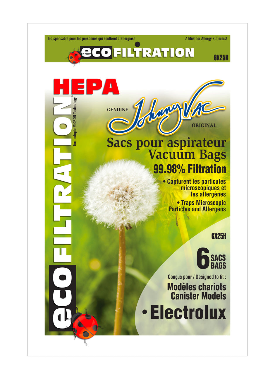 HEPA Microfilter Bag for Electrolux Canister Vacuum - Pack of 6 Bags - Envirocare 805HJV