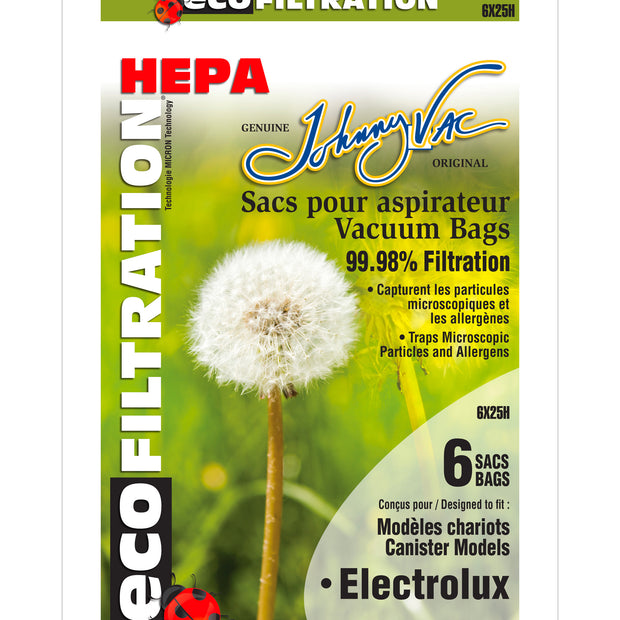 HEPA Microfilter Bag for Electrolux Canister Vacuum - Pack of 6 Bags - Envirocare 805HJV