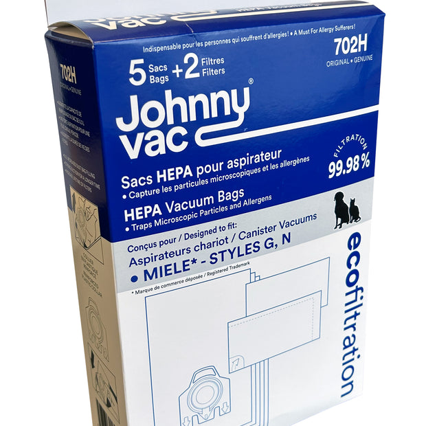 Hepa Vacuum Bags for Miele Canister Vacuums Styles G & N - Pack of 5 Bags + 2 Filters