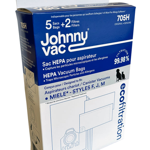 Hepa Vacuum Bags for Miele Canister Vacuums Styles F, J & M - Pack of 5 Bags + 2 Filters