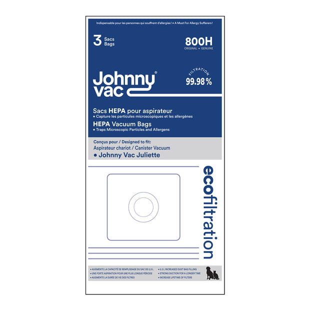 HEPA Microfilter Bag for Johnny Vac Juliette Vacuum - Pack of 3 Bags