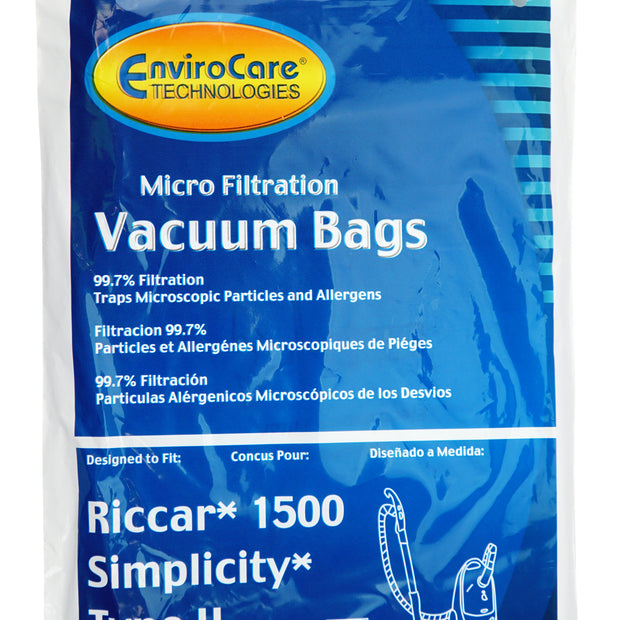 Microfilter Bag for Riccar 1500 and Simplicity Type H - Pack of 6 Bags - Envirocare 811