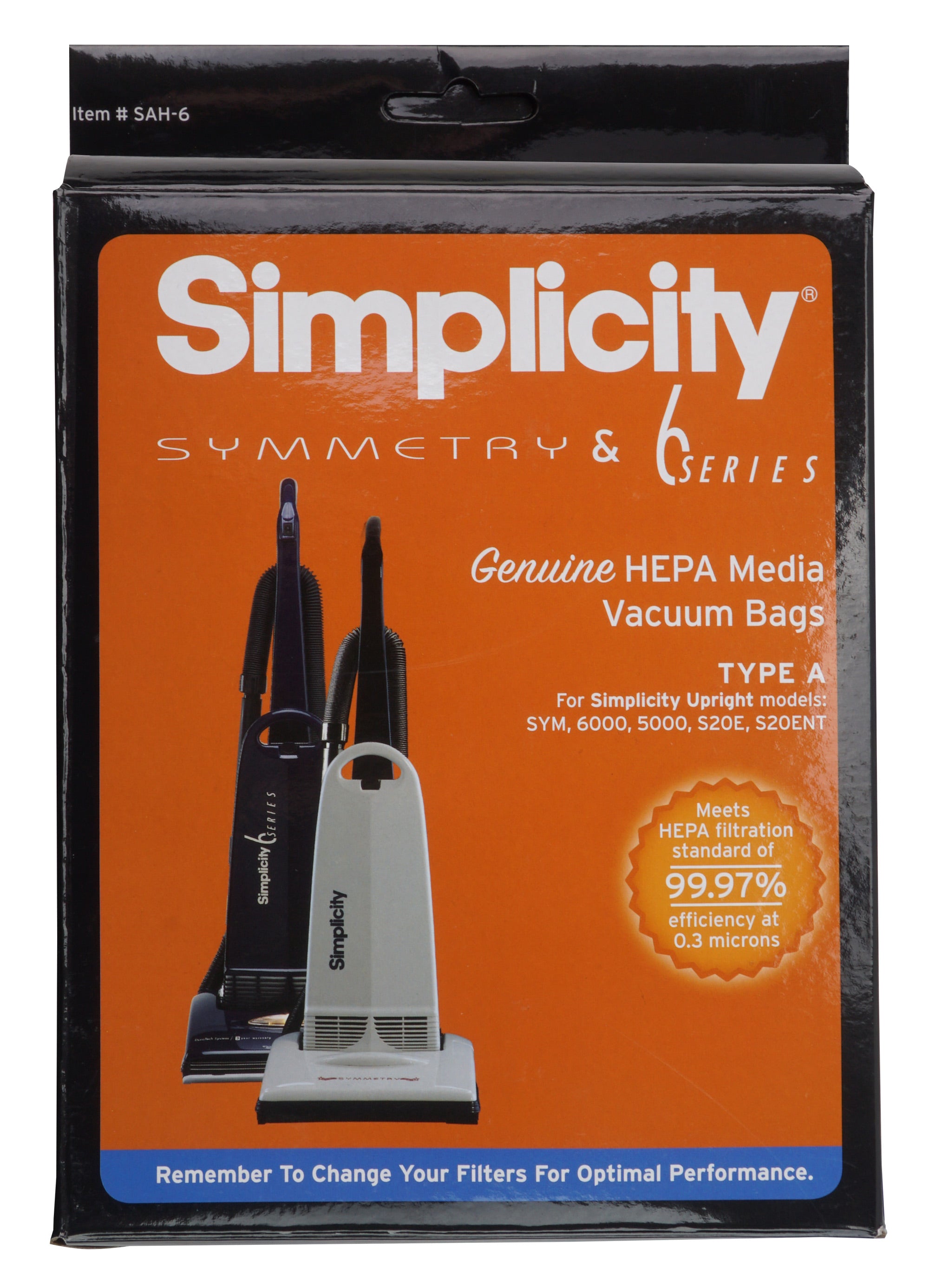 HEPA Microfilter Bag for Simplicity Symmetry and 6 Series Vacuum - Pack of 6 Bags