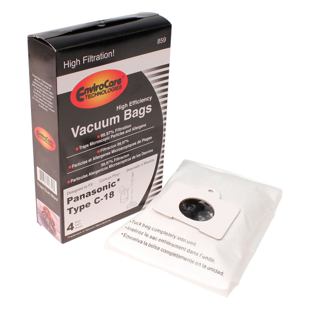 HEPA Microfilter Bag for Panasonic Type C18 Vacuum - Pack of 4 Bags - Envirocare 859