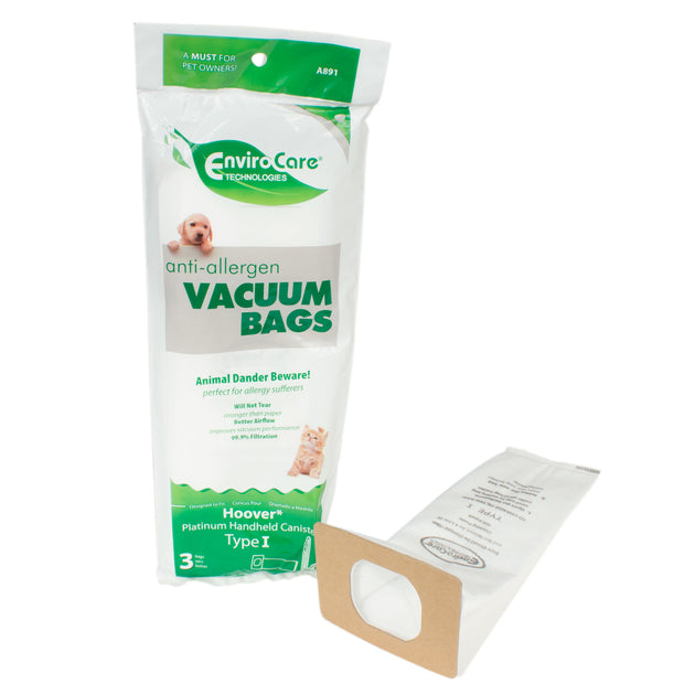 HEPA Microfilter Bag for Hoover Type I Vacuum - Pack of 3 Bags - Envirocare A891