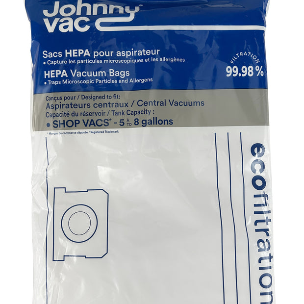 Microfilter HEPA Bag for Shop Vac Vacuum with Tank Capacity from 5 to 8 Gallons - Pack of 3 Bags - 90671