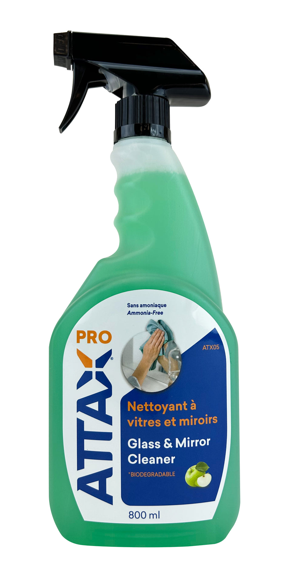 Glass & Mirror Cleaner - 27 oz (800 ml) - Attax Â® Pro