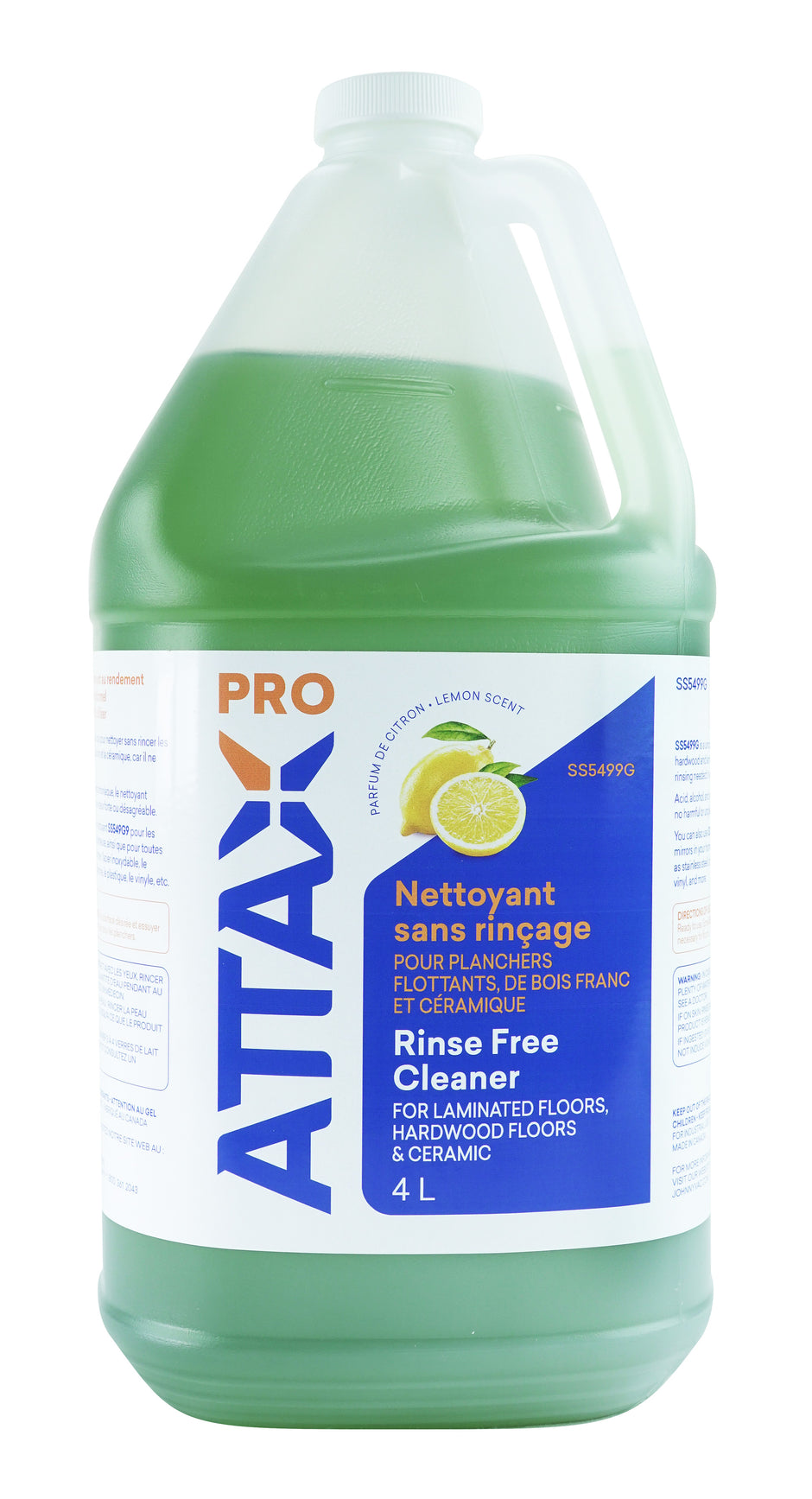 Rinse-Free Cleaner - for Laminated, Hardwood and Ceramic Floors - 1,06 gal (4 L) - Ready to Use - Attax Â® Pro