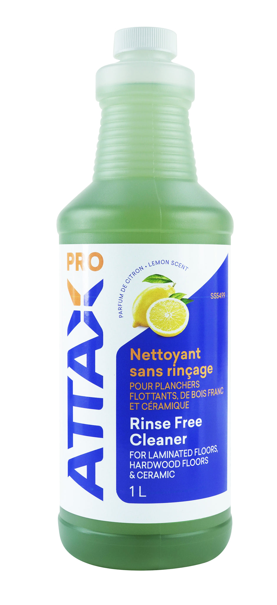 Rinse-Free Cleaner - for Laminated, Hardwood and Ceramic Floors - 33.8 oz (1 L) - Ready to Use - Attax Â® Pro